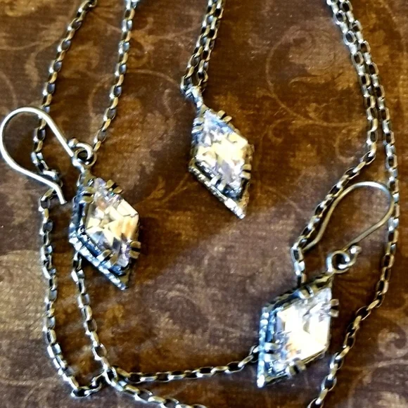 Silpada Sterling Silver & Zirconia Necklace & Earrings SET - Picture 6 of 10